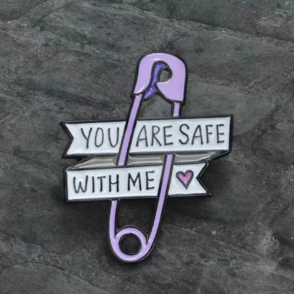 You Are Safe With Me Enamel Purple Enamel Stylish Pin Brooch‎ Badge